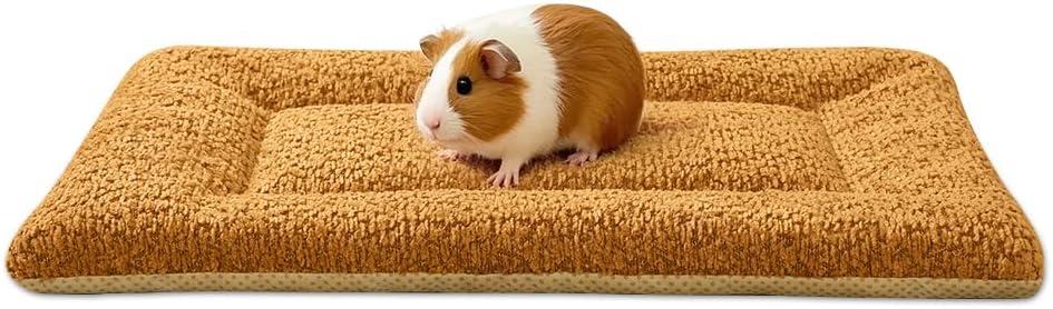 Guinea Pig Bed 3D Snow Fleece Rabbit Bed Washable Bunny Beds Hamster Bedding Mats Soft & Warm for Indoor Small Animal Bed Orange 10111 Inchh