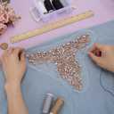 FINGERINSPIRE 1PC Sparkling Rhinestone Appliques Handmade Rhinestones Lace Applique Flower Beaded Embroidery Sew On Patches Rhinestone Applique Crystal Neckline Collar Patches for Wedding Dress Cloth