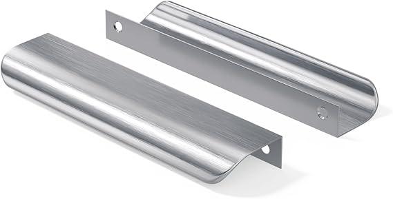 goldenwarm 10 Pack 5 Inch Finger Pulls Brushed Nickel Handles for Cabinets Silver Dresser Pulls Edge Tab Drawer Hardware for Kitchen Cupboard