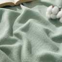 Bedsure GentleSoft 100% Cotton Blanket Twin XL Size for Bed - Breathable and Lightweight, Soft Cozy Textured Herringbone Woven Summer Blanket for College Dorm, Sage Green, 66x90 inches