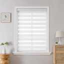 Joydeco Cordless Zebra Blinds for Windows, Dual Layer Light Control Window Blinds with Light-Proof Aluminum Cover, Free-Stop Roller Shades for Home & Office (White,24" W x 75" H)