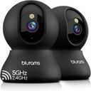 blurams 5G Indoor Cameras for Home Security, 2K Pet Camera with Phone App, 360 PTZ Home Cam w/Dual-Band WiFi6, 2-Way Talk, Free Human/Sound Detection, Motion Tracking, Night Vision, Works with Alexa, Black Cam 2Pack