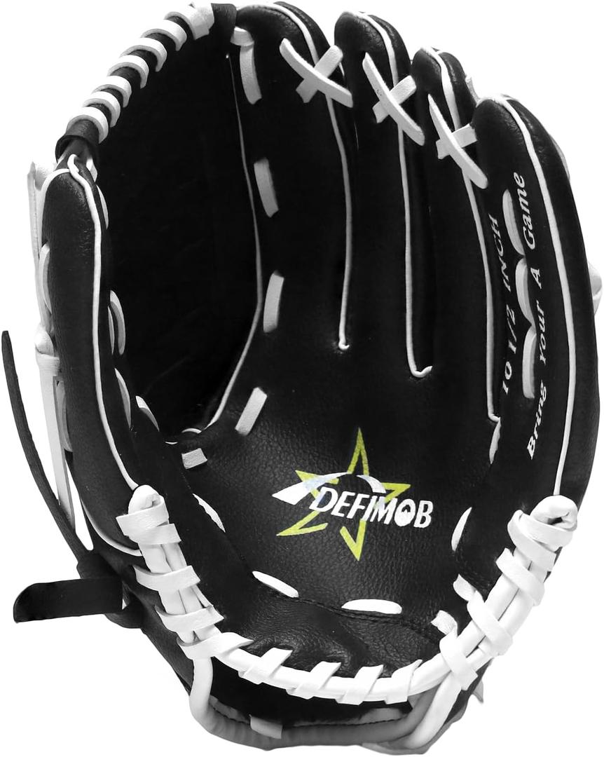 Baseball Glove, Softball Mitt, Softball Glove Youth Baseball/Softball Glove for Kids TeeBall Youth Adult Beginner Play & Training, Baseball Mitt Infield Mitts Left Hand Glove (10.5"| Ages 5-9, white/black)