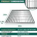 Tongmo 1.9IN Thick Galvanized Steel Drain Grate, B125 Class Sewer Grate, Weather-Resistant Outdoor Drain Cover, Heavy Duty Channel Grate, Silver Square Drainage Grate (19.6 * 19.6 * 1.9IN)