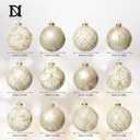 DN DECONATION Christmas Ball Ornaments Set of 12  3.14 White Glass Ball Ornaments with Gold Glitter Lines, Elegant Glass Christmas Decorations for Tree Holiday Dcor Wedding Party & Home