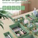 25 PCS Plastic Drawer Organizers Set, 4-Sizes Vanity and Makeup Organizer, Desk and bathroom Drawer Organizer Trays, Organizers and Storage for Makeup, Jewelry, Gadgets, Utensils (Green)