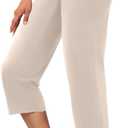DLOODA Capri Pants for Women High Waist Cropped Yoga Pants Straight Leg Athletic Workout Leggings with Pockets Khaki, M