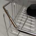 Small Sink Dish Drying Rack, Stainless Steel In-Sink Drainer 13.4" x 11.6" | In sink dish drying rack with removable utensil holder, 8 cup hooks; compact for small kitchens, RVs, apartments and campers.