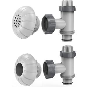 SUMMERBUDDY Above Ground Pool Parts, Replacement Pool Pump Part for Intex/Bestway/Coleman with Plunger Valve, 1.5" Outlet Strainer & Inlet Nozzle, Pool Hose Adapter for Intex Sand Pump (Grey)