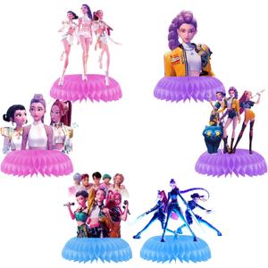 6Pcs Cute Anime Honeycomb Table Centerpiece, Cartoon Movie Theme Birthday Decorations, 3D Table Decorations, Birthday Party Supplies Party Decorations