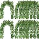Yunlly 135ft Artificial Faux Greenery Garland Willow Leaves Vines Hanging Willow Vines Leaf Garland for Indoor/Outdoor Wedding Party Decor Wedding Table Centerpieces (Green,24 Pack)