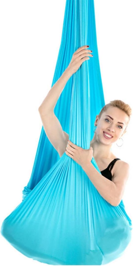 Aerial Yoga Hammock, Elastic Aerial Silk Fibre, Low Stretch Design, Comfortable Contact Area, Polyamide Fibre, Blue, Modern Style, 
Size:	Approx. Length: 1m / 3.3ft, Width: 2.8m / 9.2ft