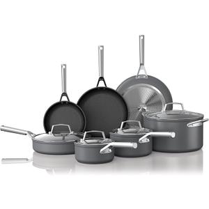 Ninja Foodi NeverStick Professional 12-Piece Cookware Set, Hard-Anodized, Nonstick, Durable & Oven Safe to 500F, Slate Grey, C39800