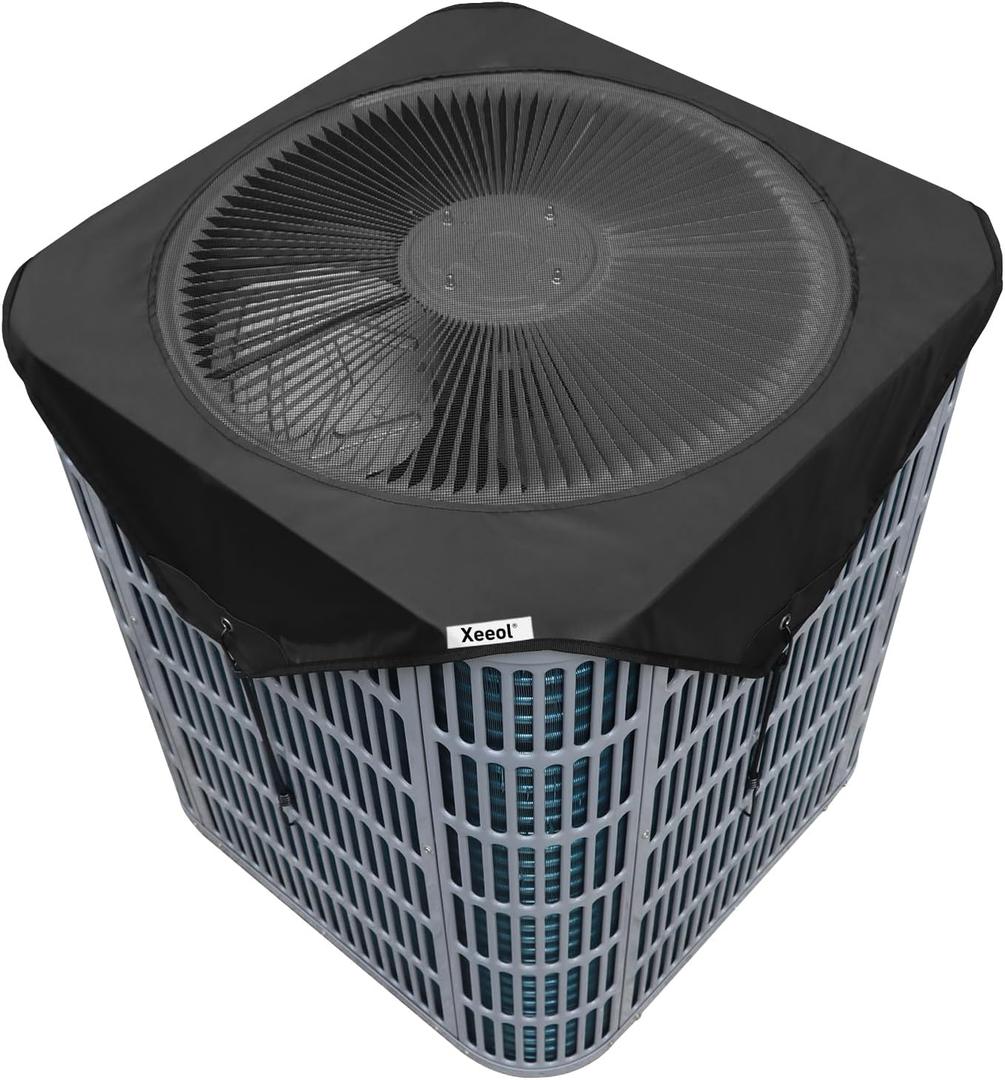 Central Air Conditioner Cover for Outside Winter, 28x28in Mesh and Oxford AC Covers for Outdoor Units, Universal Snow and Leaf Air Conditioning Cover
