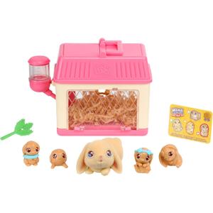 Little Live Pets Mama Surprise Minis Lil Bunny  Interactive Hutch Playset with 2-4 Surprise Baby Bunnies, Accessories, Birth Certificate, Repeatable Magical Reveal, Nurturing Pretend Toy for Kids 5+