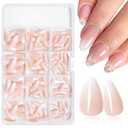 240pc Ombre Almond Press on Nail short Fake Nails Press ons Glue on Nails with Glue & Adhesive Tabs, Acrylic Nails Press on Nails Almond False Gel Nail Tips Stick on Artificial Fingernails