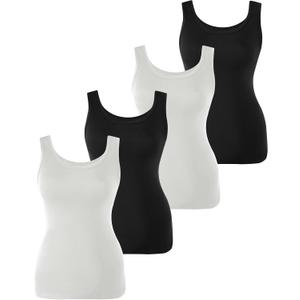 BAMBOO COOL Womens Camisole Tank Top Cami Basic Layering Undershirt for Summer 3/4 Pack (Large)