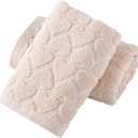 YiLUOMO Full Embossed Hearts Pattern Khaki Hand Towel Set of 2 Mother's Day Decorations 100% Cotton Super Soft Highly Absorbent Decorative Hand Towels for Bathroom Home 13x 29 Inch