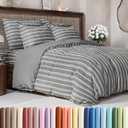 Duvet Cover Full Size Set - Extra Soft Full Size Duvet Cover 80 x 90 with 2 Pillow Shams - Hotel Luxury Easy Care and Fade Free w/Zipper Closures & Ties - Comfy Breathable Bedding Set (Grey Stripes) (45 - Grey Stripes 3 (No Comforter))