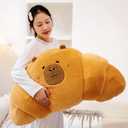 PEACH CAT Croissant Capybara Plush Pillow Cute Toast Bread Stuffed Animals Soft Food Plushies Toy Gifts for Kids 27.5"