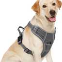 Joytale Step-in No Pull Dog Harness for Large Dogs with 2 Leash Clips, Reflective Pet Vest with Easy Control Handle, Adjustable Soft Padded Harness for Walking and Training, Grey,L