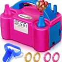 FLSEPAMB Balloon Pump, Electric Balloon Pump,Portable Dual Nozzles Electric Balloon Air Pump 110V 600W, Electric Balloon Inflator with Tying Tool, Colored Ribbons for Party Decoration (Rose-red)