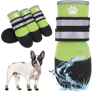 KOOLTAIL Dog Shoes for hot/Cold Pavement, Waterproof Dog Booties to Prevent Licking for Small Medium Large Size Dogs, Anti-Slip Dogs Boots & Paw Protectors Socks for Hardwood Floor, Green M