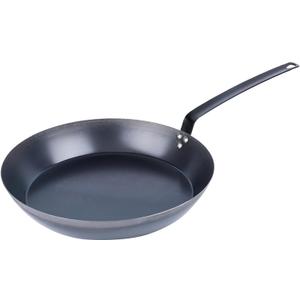 Restaurantware-Met Lux 16 Inch Fry Pan, 1 Lightweight Frying Pan - Induction-Ready, Triple-Riveted, Black Carbon Steel Cooking Skillet, Durable, For Searing, Sauteing, And Browning Food