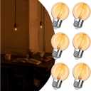 Vintage LED Edison Bulb Equal 25W Amber Light Bulbs 2000K Soft Yellow Light Bulb, Super-Thin Spiral Filament Incandescent Warm Light Amber Bulbs, Dimmable E26 Base Night Light Bulbs 4W, 6 Pack