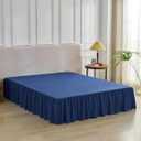 Bed Skirt Queen Size Ruffled Bed Skirt with Split Corners, Queen Bed Skirts 14 Inch Drop with Platform, 14'' Queen, Navy Blue