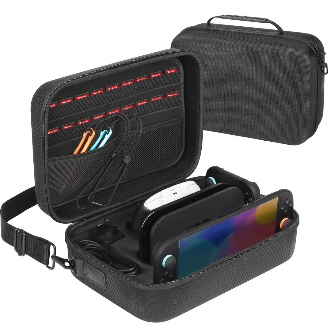 Sylzethion Switch 2 Case(2025), Hard Shell Travel Case with 18 Game Card Slots, All-in-One Protection for Switch 2 Console & Pro Controller Accessories