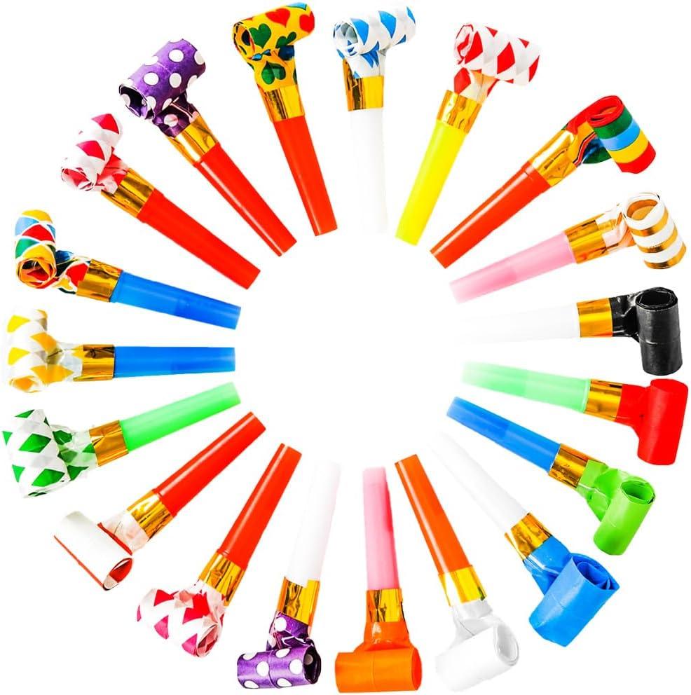 Chshhuao 50 Pcs Funny Blowouts Blow Horns Birthday Party Whistles New Years Party Favors