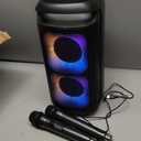 Karaoke Machine with 2 Wireless Microphones, Portable Bluetooth Karaoke for Adults, Powerful Dual 8" Subwoofer Karaoke Boombox, LED Lights, 3D Sound, Support TV/USB/AUX/TF for Home Party (Black)