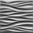 STICKGOO 3D Wall Panels, Brushed Silver Decorative Wall Covering Panels, Wave Wall Panels for Interior Wall Decor, PVC Accent Tiles for Living Room, TV Backdrop