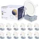 12 Pack 4 Inch Ultra-Thin LED Recessed Ceiling Light with Junction Box, Recessed Lighting 4 Inch 5000K Dimmable Daylight, 9W 110W Eqv, 850LM High Brightness - ETL and Energy Star Certified (5000K-Cool White)