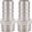 Ceaeso 304 Stainless Steel 1" Hose Barb x 1" NPT Male Threadlead-Free For Connecting 1-inch Bore Air/Water/Oil Hoses, 2 Per Pack