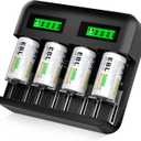 EBL Rechargeable C Batteries (4 Pack) and LCD Smart Battery Charger for Ni-MH AA AAA C D Rechargeable Batteries