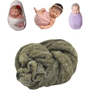 CUTEBBPHOTO Newborn Photography Stretch Wrap Baby Photo Knitted Blanket Photo Shoot Props Swaddle for Boys Girls (Dark Green)