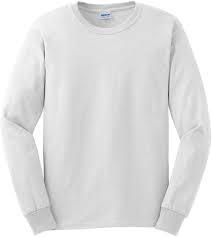 Cotton Long Sleeve Tee Shirt, Color: White, Size: X-Large