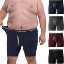 INNERSY Men's Big and Tall Boxer Briefs Cotton Moisture Wicking Underwear 4-Pack (Dark Retro)