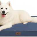 Outdoor Large Dog Bed, Waterproof Dog Bed for Large Dogs, Egg Crate Foam Pet Bed with Removable Washable Oxford Cooling Cover, Navy (41.0"L x 27.0"W x 3.5"Th)