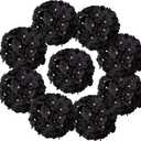 Black Silk Hydrangea Heads Artificial Flowers Heads with Stems for Home Wedding Decor,Pack of 10(Black)