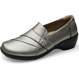 KORDAL Women's Comfortable & Lightweight Leather Loafers Slip-Ons Stylish Business Casual Dress Shoes Work Office Everyday Walking Shoes for Women (Gray, US 9)