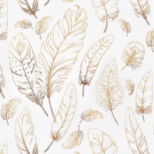 Feather Peel and Stick Wallpaper 17.3"120" Gold White Contact Paper Modern Feather Wallpaper Self-Adhesive Vinyl Wall Paper Waterproof Contact Papers Shelf Drawer Liner Roll for Bedroom Living Room
