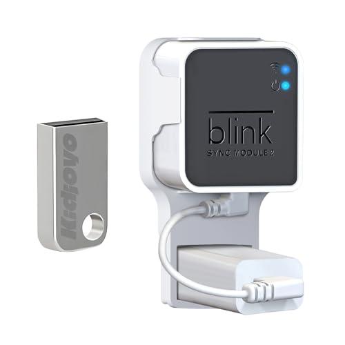 256GB Blink USB Flash Drive & Wall Mount for Blink Sync Module 2 with Short Cable - Save Space - No Messy Wires - Easy Move Mount Bracket Holder for Blink Outdoor Indoor Security Camera (1 Pack)