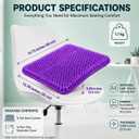 Premium Gel Seat Cushion for Office Chair Ergonomic Honeycomb Design Purple Pillow for Home Dining Car Wheelchair Long Sitting Travel 17.5" L × 15.5" W × 1.5" H Honeycomb Pressure Relief Cushion