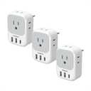 TESSAN European Travel Plug Adapter USB C 3 Pack, PD 20W US to Europe Plug Adapter with 4 AC Outlets 3 USB Ports, Type C Power Adaptor for USA to EU Euro Spain France Iceland Italy Germany Greece