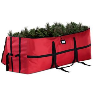 ZOBER Wide Christmas Tree Storage Bag - Maximum Accessibility - Fits 7.5 Ft Trees - 600D Oxford Fabric Christmas Tree Bag For Storage Box For Xmas - Strong, Durable Straps & Handles - Card Slot - Red
