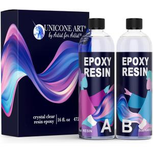 Epoxy Resin Kit 16 Ounce- (8oz Resin + 8oz Hardener) Resin Epoxy Craft Kit Gift- Non-Toxic, Crystal Clear, Odor-Free, UV Resistant, High Gloss Art Resin - Craft Stunning Creations with Ease (16oz)