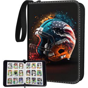 Football Card Binder,9-Pocket Book For 900 Cards,50 Removable Binders Football Binder,Football Card Holders Binder For Cards,Football Card Binder With Sleeves Football Card Book(Football Helmet)